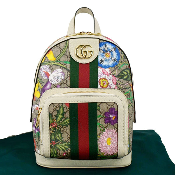 GUCCI Ophidia GG Flora Small Supreme Canvas Backpack Bag Beige 547965