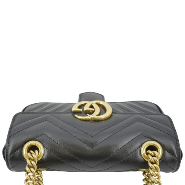 GUCCI GG Marmont Mini Leather Shoulder Bag Black 446744