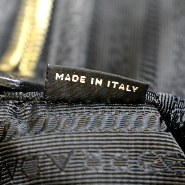 PRADA Vitello Daino Side-Pocket Leather Tote Shoulder Bag Black