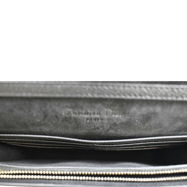 CHRISTIAN DIOR Long Saddle Leather Crossbody Chain Wallet Black