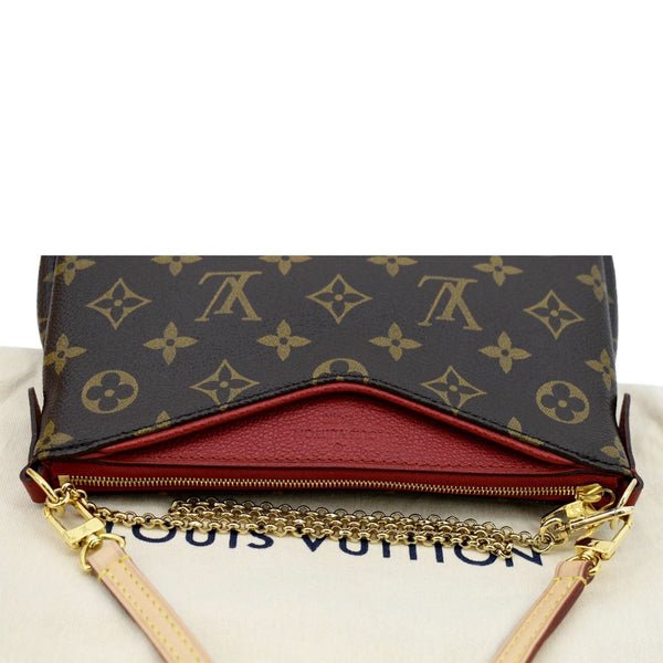 LOUIS VUITTON Pallas Monogram Canvas Clutch Crossbody Bag Brown