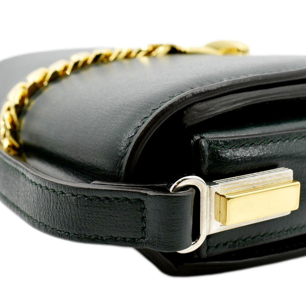 GUCCI Sylvie 1969 Mini Leather Shoulder Bag Green 615965