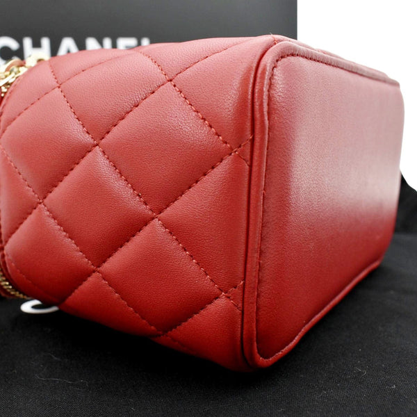 CHANEL Vanity Case Quilted Leather Crossbody Bag Red