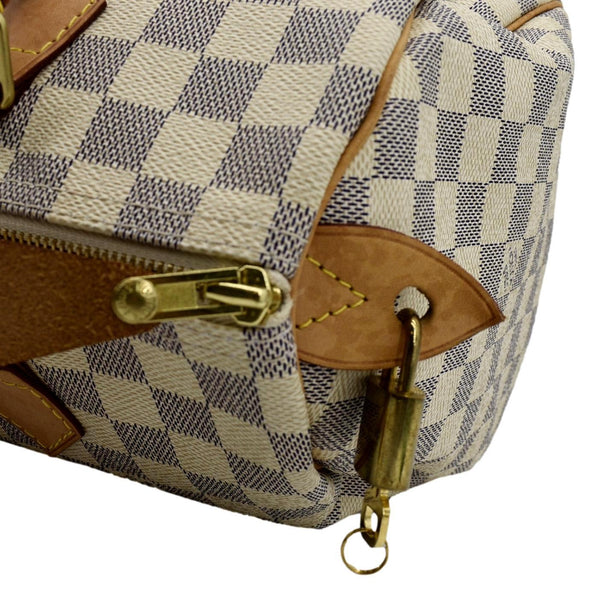 LOUIS VUITTON Speedy 30 Damier Azur Satchel Bag White