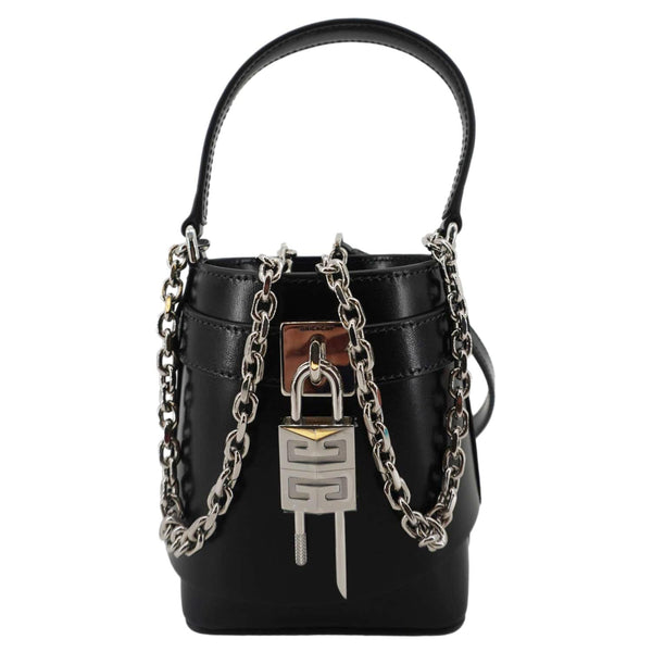 GIVENCHY Shark Lock Micro Box Calfskin Leather Bucket Bag Black