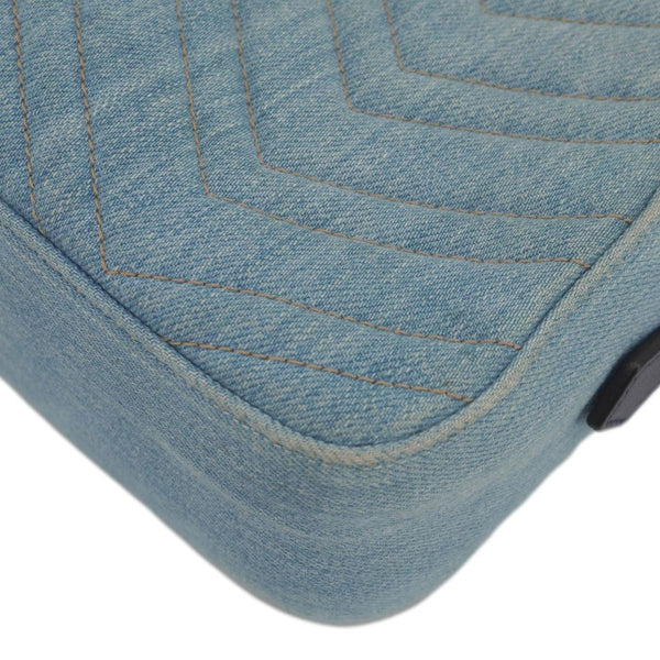 GUCCI Pearl GG Marmont Small Denim Crossbody Bag Blue 447632