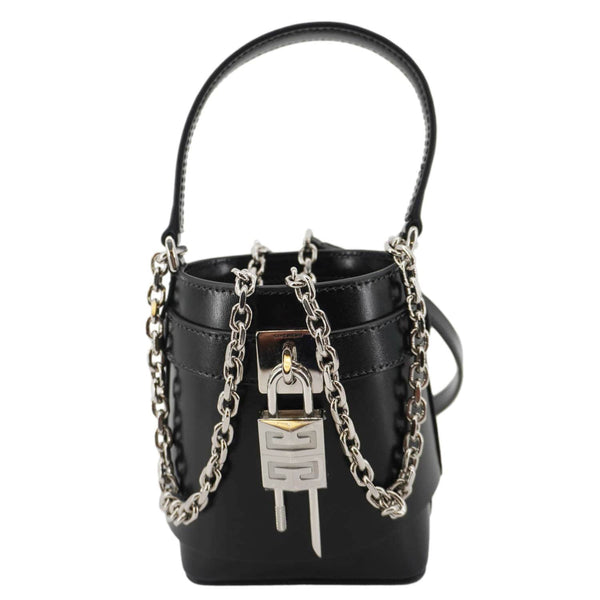 GIVENCHY Shark Lock Micro Box Calfskin Leather Bucket Bag Black