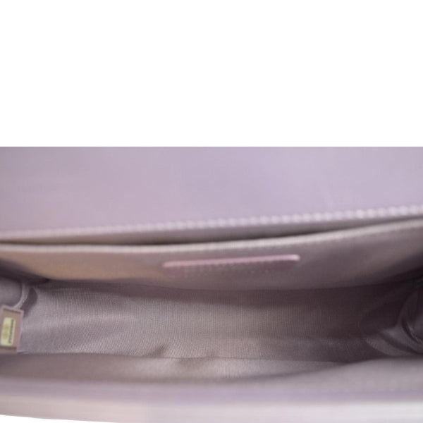 CHANEL Medium Boy Flap Metallic Chevron Shoulder Bag Light Purple