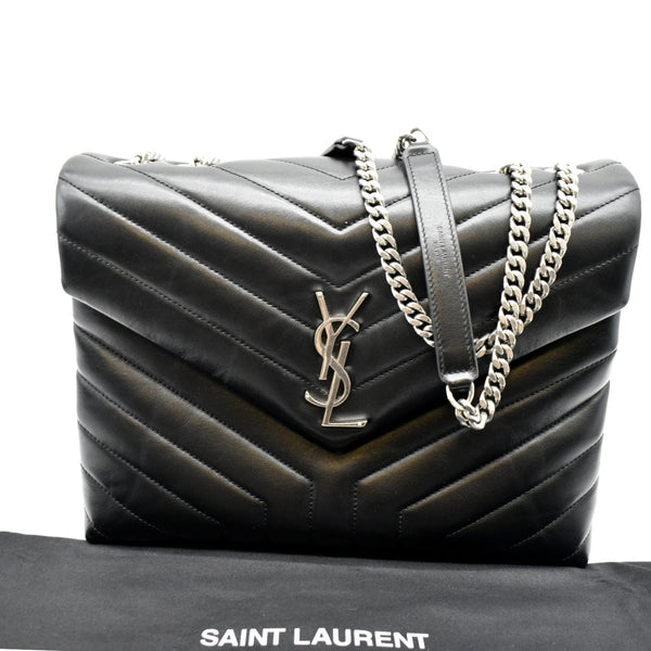 YVES SAINT LAURENT Medium Loulou Matelasse Leather Chain Shoulder Bag Black