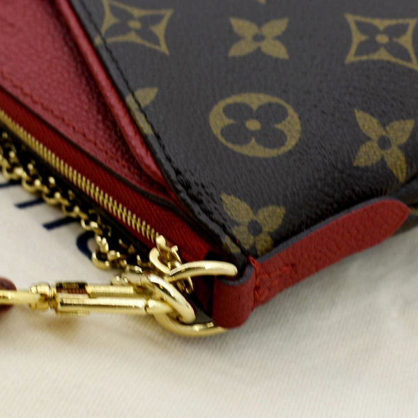 LOUIS VUITTON Pallas Monogram Canvas Clutch Crossbody Bag Brown