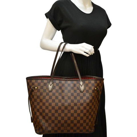 LOUIS VUITTON Neverfull MM Damier Ebene Tote Bag Brown