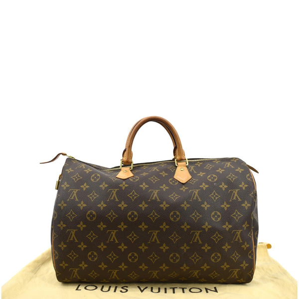 LOUIS VUITTON Speedy 40 Monogram Canvas Satchel Bag Brown