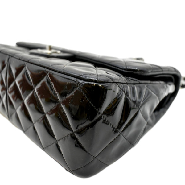 CHANEL Jumbo Flap Patent Leather Shoulder Bag Black