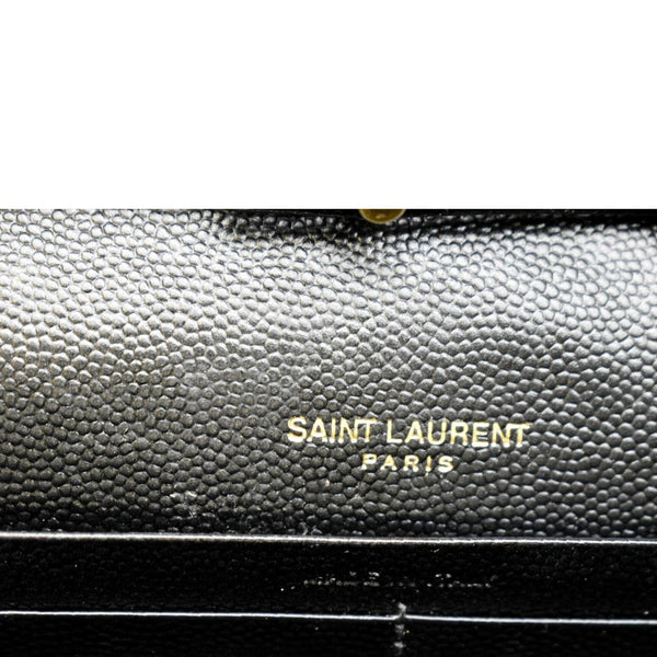 YVES SAINT LAURENT Chevron Grain De Poudre Envelope Chain Bag Black