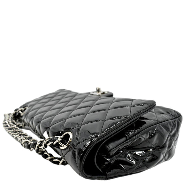 CHANEL Classic Medium Double Flap Patent Leather Shoulder Bag Black
