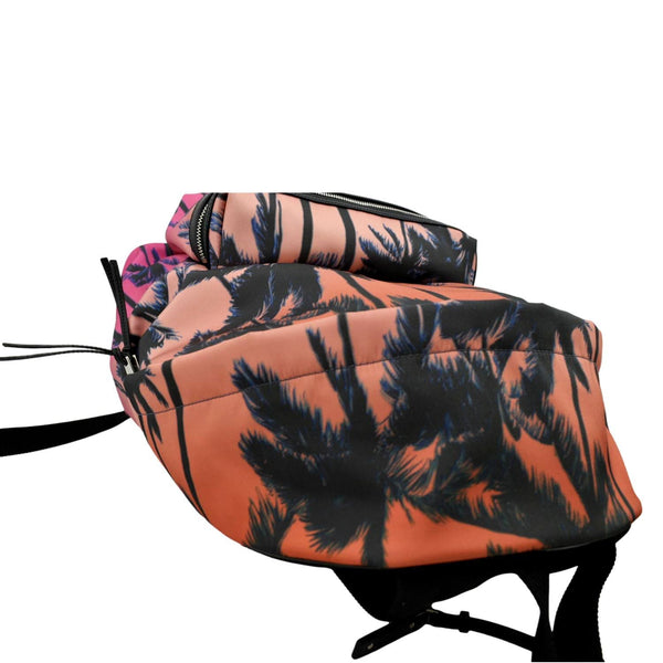 YVES SAINT LAURENT City Palm Print Canvas Backpack Bag Orange