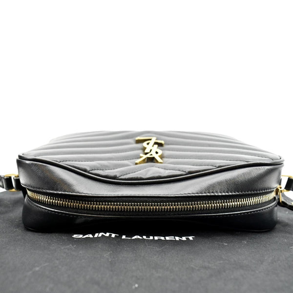 YVES SAINT LAURENT Lou Chevron Leather Camera Crossbody Bag Black