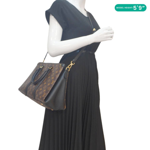 LOUIS VUITTON Soufflot MM Monogram Canvas Shoulder Bag Brown - Model Carrying