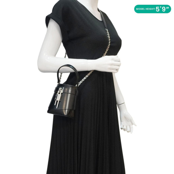 GIVENCHY Shark Lock Micro Box Calfskin Leather Bucket Bag Black