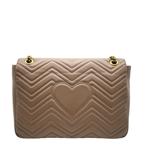 GUCCI Large GG Marmont Calfskin Matelasse Leather Shoulder Bag Nude 498090