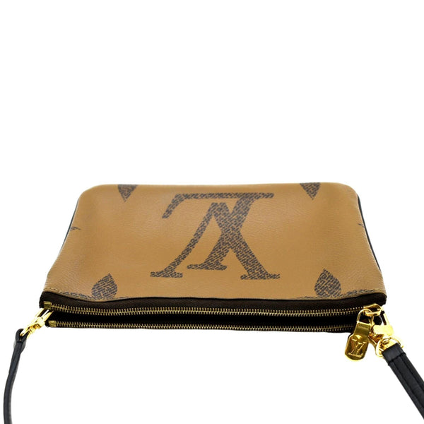 LOUIS VUITTON Double Zip Pochette Reverse Monogram Giant Crossbody Bag Brown