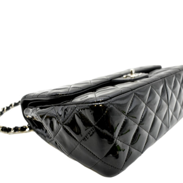 CHANEL Jumbo Flap Patent Leather Shoulder Bag Black