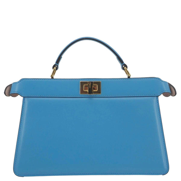 FENDI Peekaboo I SEE U East West Leather Crossbody Bag Blue