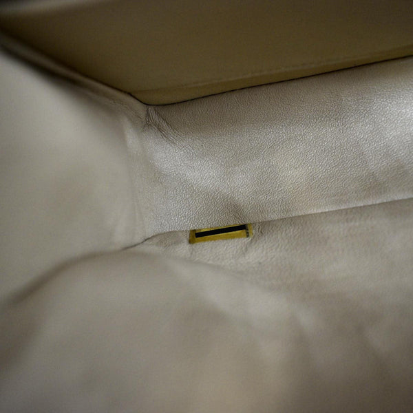 CHANEL Classic Medium Double Flap Quilted Leather Shoulder Bag Beige