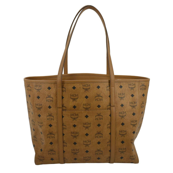 MCM Reversible Liz Medium Visetos Canvas Shopper Tote Bag Cognac