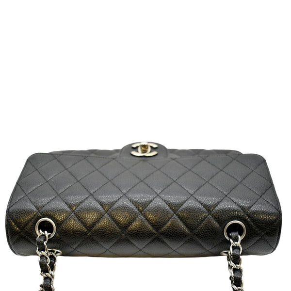 CHANEL Classic Medium Double Flap Quilted Caviar Leather Shoulder Bag Black