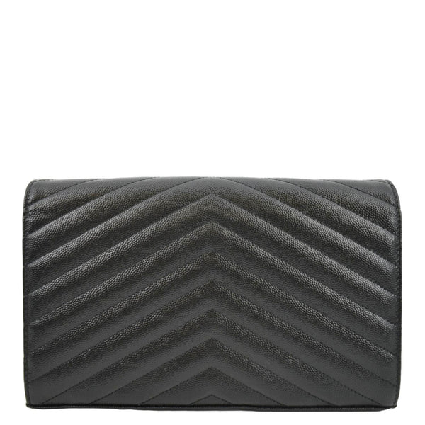 YVES SAINT LAURENT Cassandre Chain Wallet Leather Crossbody Bag Black