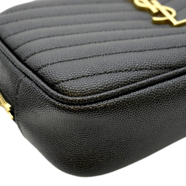 YVES SAINT LAURENT Lou Chevron Leather Camera Crossbody Bag Black