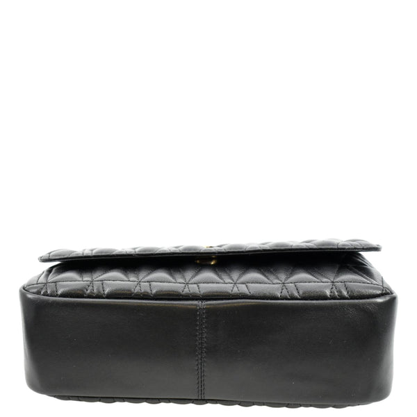 VERSACE Virtus Flap Lambskin Leather Crossbody Bag Black