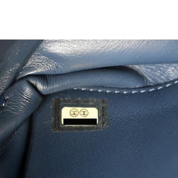 CHANEL Chain Handle CC Flap Quilted Leather Shoulder Bag Blue
