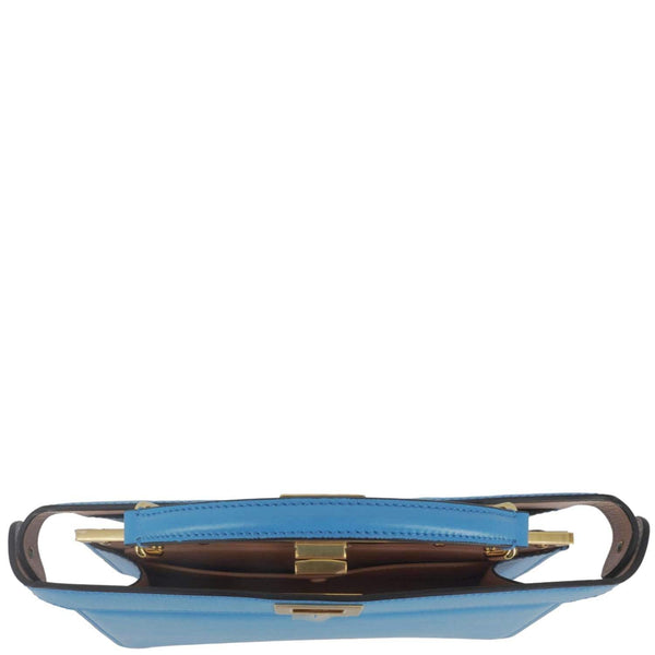 FENDI Peekaboo I SEE U East West Leather Crossbody Bag Blue