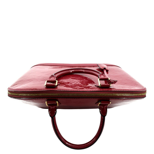 LOUIS VUITTON Alma GM Monogram Vernis Leather Satchel Bag Red