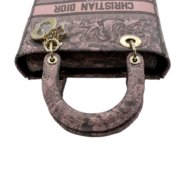 CHRISTIAN DIOR Medium Lady D-Lite Embroidered Canvas Shoulder Bag Rose Des