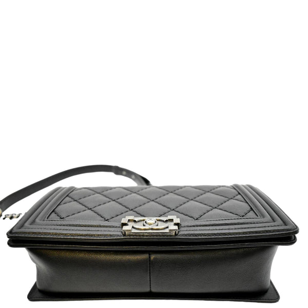 CHANEL Wild Stitch Boy Quilted Lambskin Leather Shoulder Bag Black