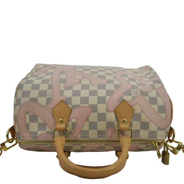 LOUIS VUITTON Tahitienne Speedy 30 Damier Azur Satchel Bag Rose Ballerine