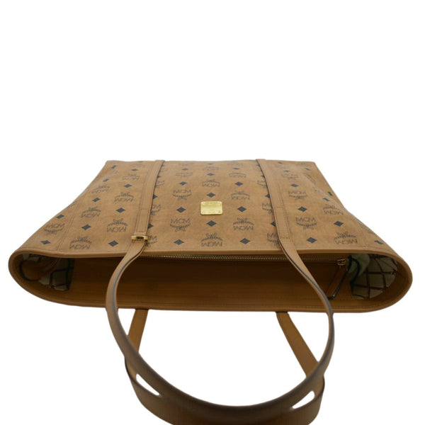 MCM Reversible Liz Medium Visetos Canvas Shopper Tote Bag Cognac