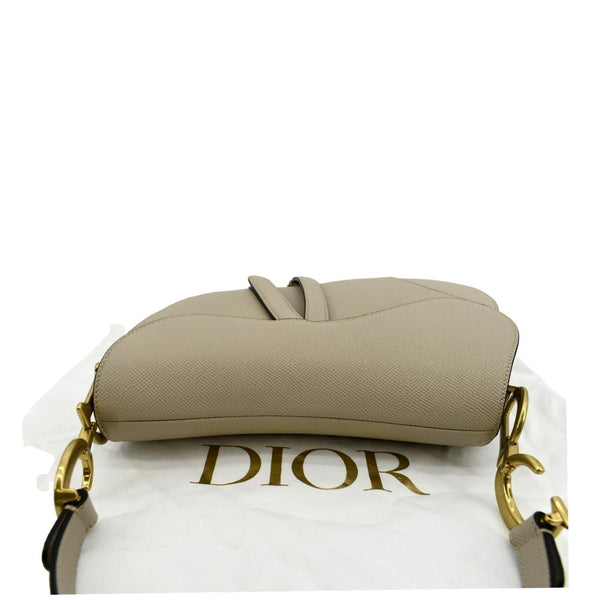 CHRISTIAN DIOR Saddle Grained Calfskin Leather Shoulder Bag Beige