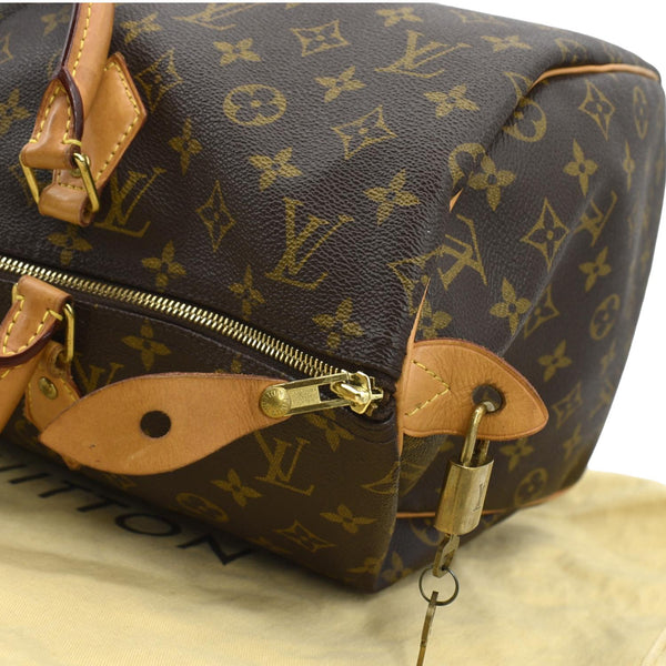 LOUIS VUITTON Speedy 40 Monogram Canvas Satchel Bag Brown