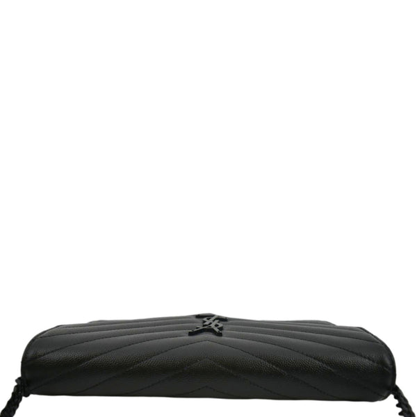 YVES SAINT LAURENT Cassandre Chain Wallet Leather Crossbody Bag Black