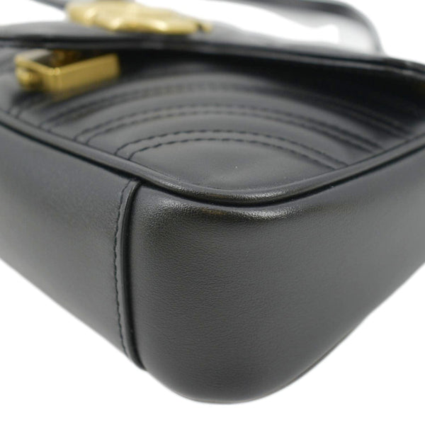 GUCCI GG Marmont Mini Leather Shoulder Bag Black 446744