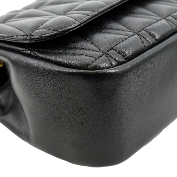 VERSACE Virtus Flap Lambskin Leather Crossbody Bag Black