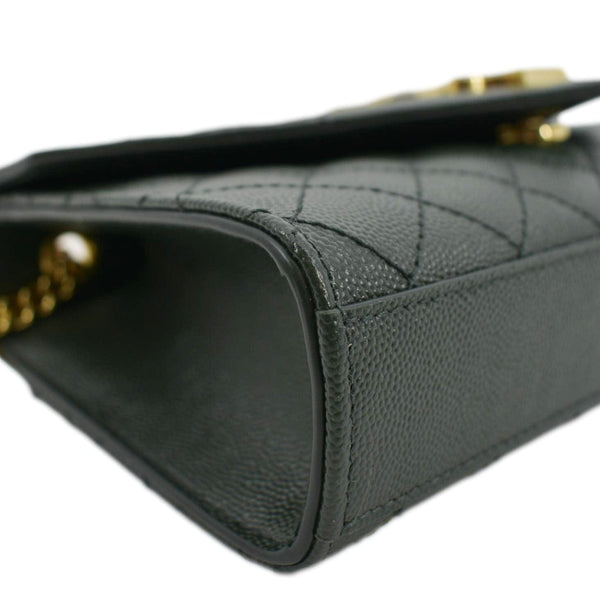 YVES SAINT LAURENT Small Envelope Matelassé Leather Shoulder Bag Green