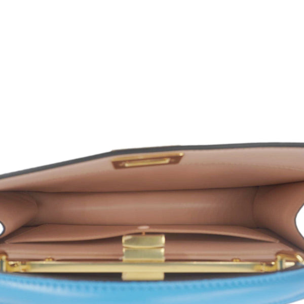 FENDI Peekaboo I SEE U East West Leather Crossbody Bag Blue