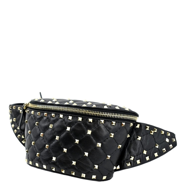 VALENTINO Free Rockstud Spike Leather Crossbody Belt Bag Black