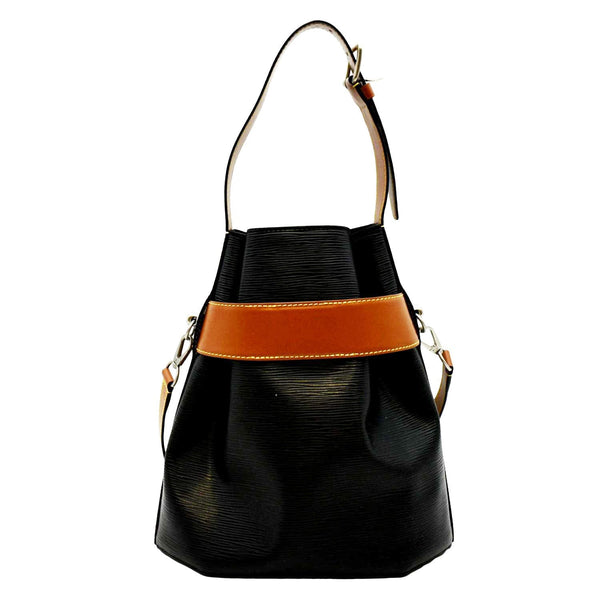 LOUIS VUITTON Twist Epi Leather Bucket Crossbody Bag Black