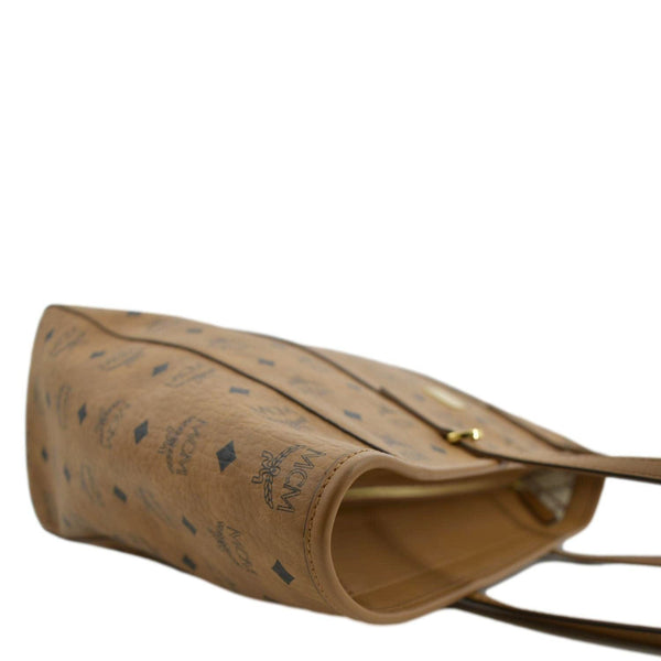 MCM Reversible Liz Medium Visetos Canvas Shopper Tote Bag Cognac